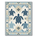Blue and Teal Navy Sea Turtle Coastal Area Rug