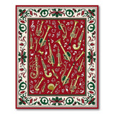 Festive Brass Instruments Red Area Rug