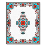 Ornate Red Teal Floral Medallion Area Rug