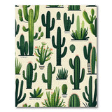 Whimsical Green Cactus Succulent Pattern Area Rug