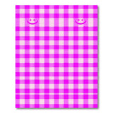 Playful Pink Gingham Smiley Face Area Rug