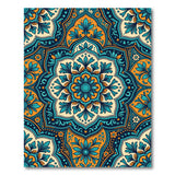 Teal Moroccan Mandala Boho Area Rug