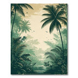 Lush Tropical Jungle Palm Silhouette Area Rug