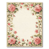 ODIKA Washable Vintage Pink Rose Floral Low Pile Non-Slip Area Rug