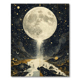 Celestial Moon & Starry Night Washable Low Pile Area Rug