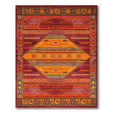 Vibrant Red Orange Southwestern Diamond Rug