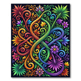 Intertwined Rainbow Floral Swirl Area Rug