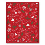 Festive Multilingual Holiday Script Red Rug
