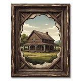 Rustic Farmhouse Cabin in Distressed Frame Rug