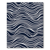 Navy White Wavy Lines Area Rug