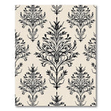 Black and White Vintage Black Damask Floral Area Rug