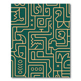Teal Geometric Maze Linework Area Rug
