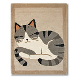 Cute Sleeping Tabby Cat Tufted Area Rug