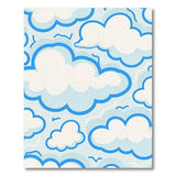 Whimsical Cartoon Clouds Blue Area Rug