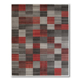 Red Grey Textured Patchwork Area Rug