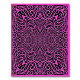 Pink Mandala Floral Area Rug with Black Intricate Vines