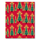 Festive Red Christmas Trees Snowflakes Pattern Rug