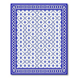 Blue Diamond Lattice Geometric Rug