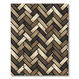 Brown Tan Herringbone Woven Geometric Area Rug
