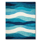 Modern Blue Ocean Wave Washable Area Rug