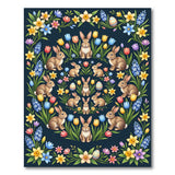Whimsical Bunny Floral Easter Medallion Rug