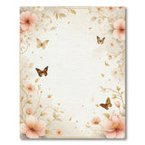 Blush Pink Peony Butterfly Floral Rug