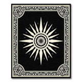 Sunburst Tribal Area Rug Black White