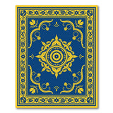 Blue and Teal Navy Blue Gold Ornate Persian Medallion Rug