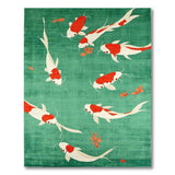 Serene Koi Fish Green Area Rug