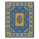 Ornate Blue Gold Traditional Persian Rug