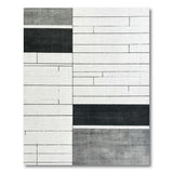 Modern Geometric Black White Grid Rug