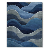 Layered Blue Mountain Wave Area Rug