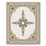 Ornate Beige Floral Frame Area Rug