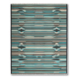 Teal Striped Southwestern Fringe Area Rug