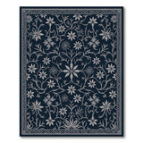 Navy Blue Intricate Floral Vine Area Rug