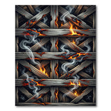 Fiery Charred Wood Lattice Area Rug