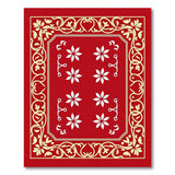 Red Persian Star Flower Rug with Gold Ornate Border