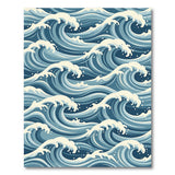 Blue and Teal Coastal Beach Ocean Waves Blue Teal Area Rug