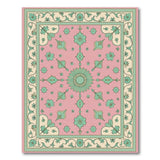 Pink Teal Traditional Persian Medallion Rug