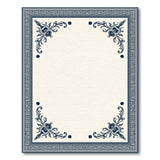 Navy Greek Key Border Area Rug with Floral Corners