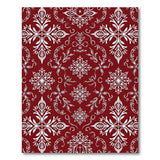 Elegant Red Snowflake Damask Area Rug