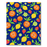 ODIKA Vibrant Tropical Fruit Washable Area Rug - Navy Blue Low Pile Non-Slip Carpet