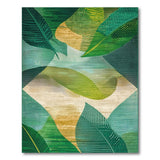 Blue and Teal Abstract Green Leaf Area Rug