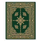 Emerald Green Traditional Persian Rug with Gold Filigree