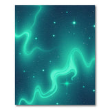 Glowing Teal Nebula Starry Area Rug
