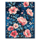 Pink Peony Gold Accent Navy Blue Area Rug