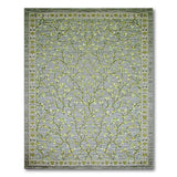 Elegant Green Vine Blossom Grey Area Rug