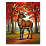 Autumn Deer in Red Maple Forest Area Rug