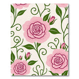 Vintage Pink Roses Vine Floral Area Rug