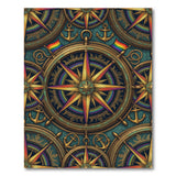 Rainbow Nautical Compass Area Rug